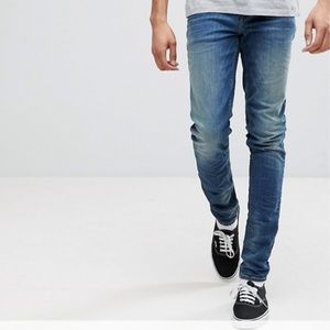 ASOS TALL Skinny Jeans In 12.5oz Mid Blue